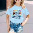 thumbnail image 2 of Hwmodou Girls Kids 100 Days Of School Print Crewneck Loose Short Sleeve Spring T-Shirts Simple Fashion,3-13Y, 2 of 4
