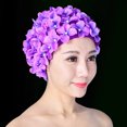 thumbnail image 5 of Purple Women's Retro Floral Swim Cap, 5 of 5
