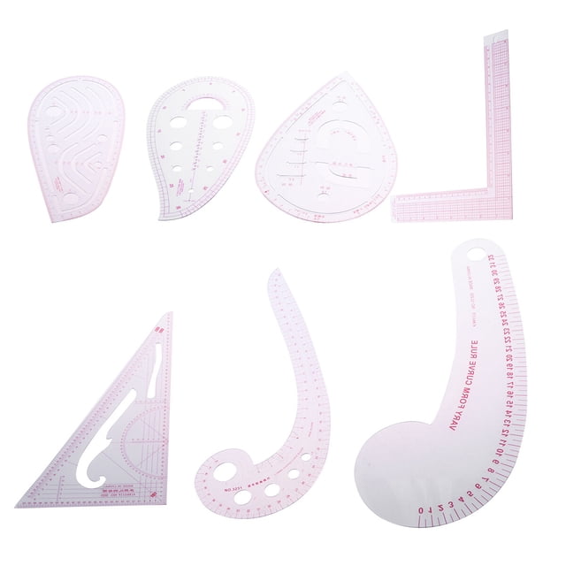 MasteelfCA 7 in 1 Multipurpose Fashion Ruler Set Design Pattern Making Sewing Tool Grading Ruler
