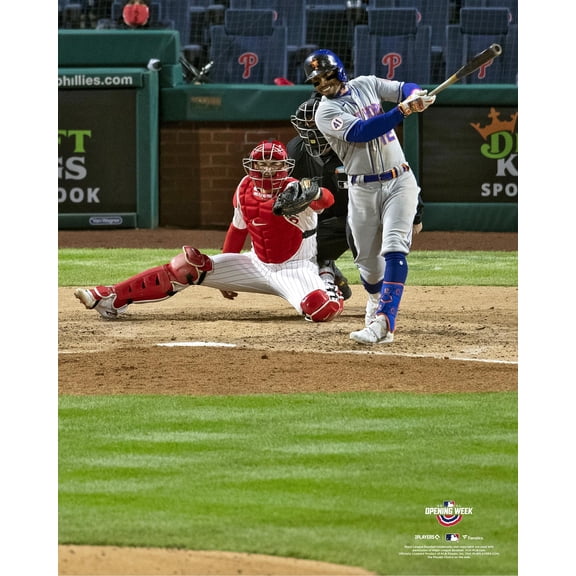 Francisco Lindor New York Mets Unsigned 2021 Opening Week Swinging Photograph