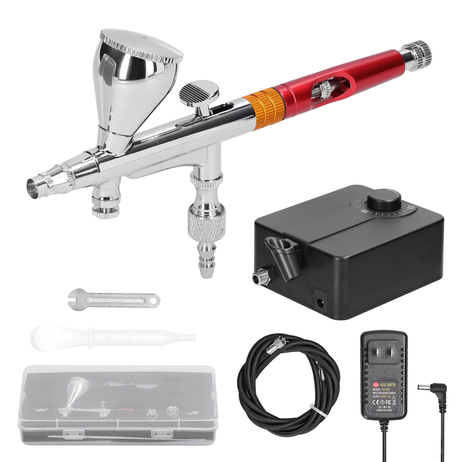 PointZero Mini Airbrush Compressor with Holder and 6 Ft. Hose