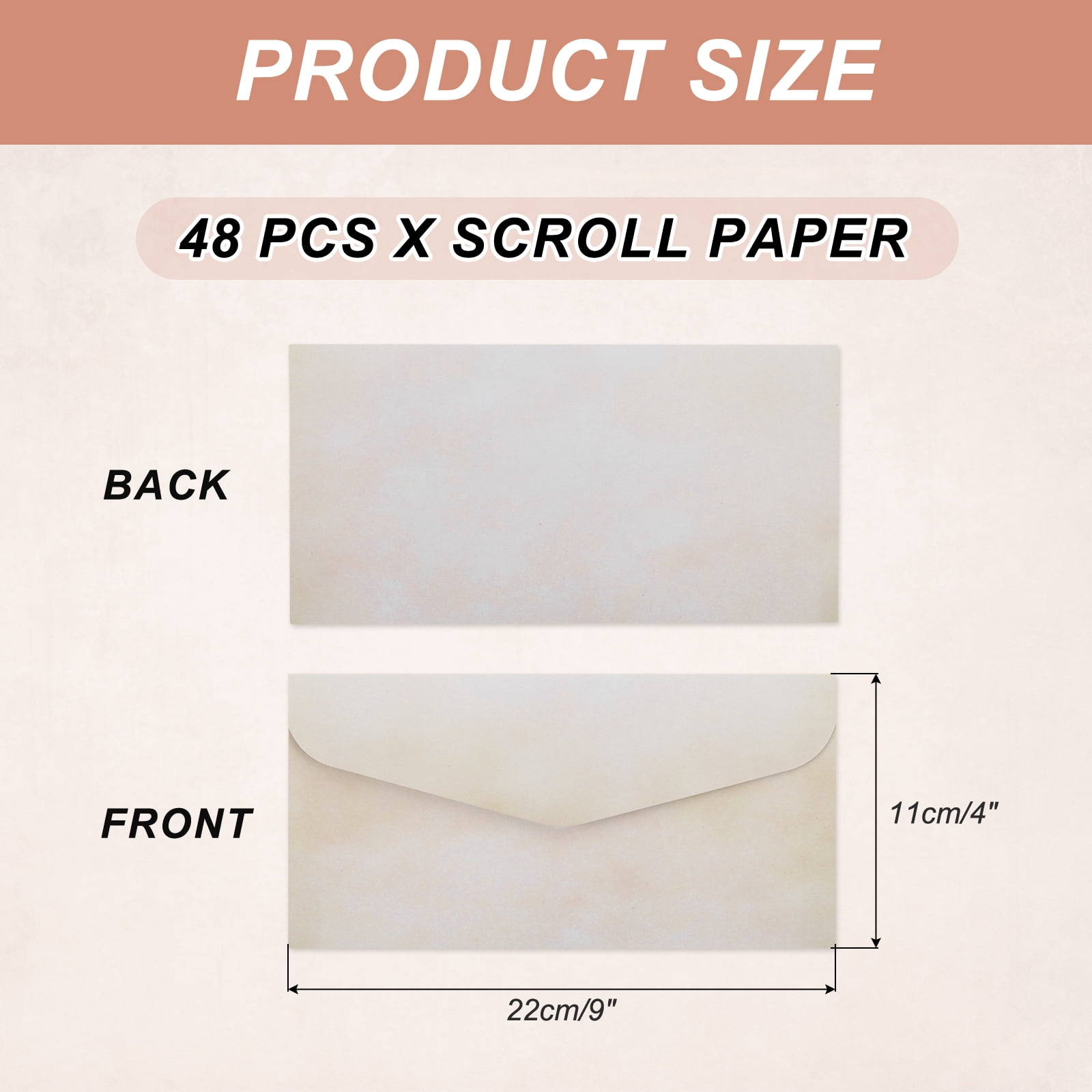 48 Packs Envelopes Vintage Aged Paper White Brown Gradient-9 x 4 Inch for Letter Writing, Invitations