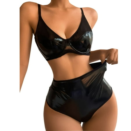 

Yubnlvae Women Fashion Leather Underwear Lingerie Pajamas Set Lingerie Underwear Sleepwear Steel Ring Pajamas Garter Sets