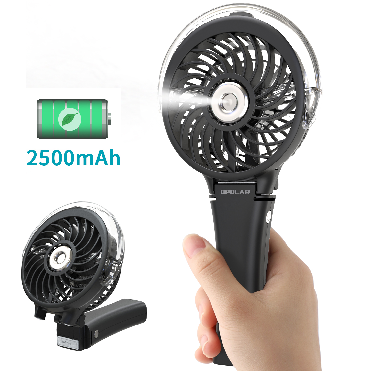 OPOLAR Handheld Misting Fan Portable Hand FanMini Rechargeable Battery