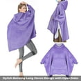 thumbnail image 5 of Tirrinia Oversized Hoodie Blanket Batwing Sleeve Sweatshirt Cozy Sherpa Huge Wearable Blankets Gift for Adults Women Teenagers Wife Girlfriend Purple, 5 of 7