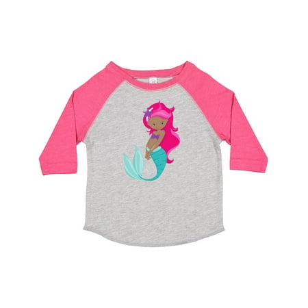 

Inktastic African American Mermaid Pink Hair Starfish Gift Toddler Toddler Girl T-Shirt