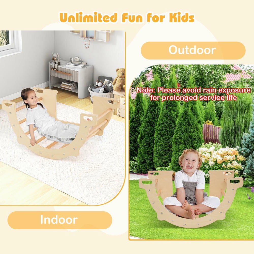Resenkos 8-in-1 Climbing Arch & Collapsible Sensory Table - Natural