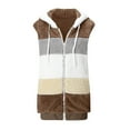 thumbnail image 5 of Lovskoo 2024 Womens Fuzzy Fleece Vest Cozy Sleeveless Winter Warm Vests with Pocket Zip Up Hooded Waistcoat Outerwear Coffee, 5 of 6