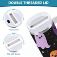 thumbnail image 3 of Yayeee 30oz Stainless Steel Tumbler with Straw and Handle Double-Wall Insulated Travel Water Bottle, Halloween Orange Ghosts, 3 of 8