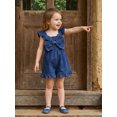 thumbnail image 4 of RUINIXCW Kids Toddler Baby Girl Summer Denim Romper Overalls Infant Baby Girls Summer Fall Clothes Flying Sleeve Square Neck Big Bow Pants Jumpsuit Jeans Flared Pants, 4 of 9