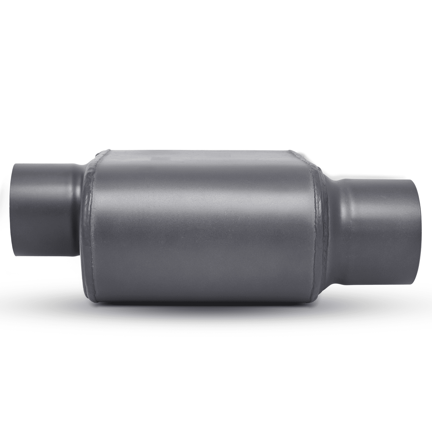 Magshion 2.25 Inch Inlet/Outlet 1 Pair Chambered Exhaust Muffler Straight-Through Stainless Steel Round Tip, Gray