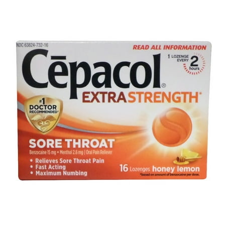 Cepacol Sore Throat Maximum Strength Numbing Lozenges With Honey Lemon, 16