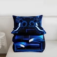 thumbnail image 4 of Gamer Comforter Sets Twin Size Blue Game Bedding Set Teens Bedroom Decor Gaming Ombre Comforter Neon Geometric Square Grid Duvet Set 2Pcs,Soft, 4 of 7