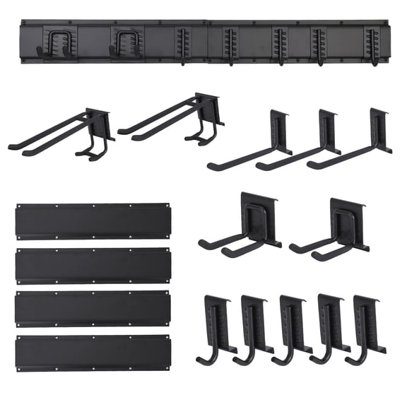 EcoSummer 64-Inch Heavy-Duty Garage Tool Organizer Wall Mount – Adjustable Metal Storage Rack with 12 Hooks, Customizable Tool Storage System for Shed, Basement, or Yard