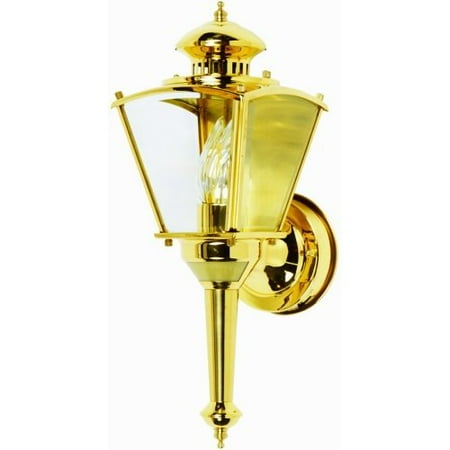 Designers Edge L 2552pb 15 1 2 Dual Eye Motion Activated Outdoor Designers Edge L 2552pb 15 1 2 Dual Eye Motion Activated Outdoor One Light Upward Wall Sconce Polished Brass With Beveled Glass Com