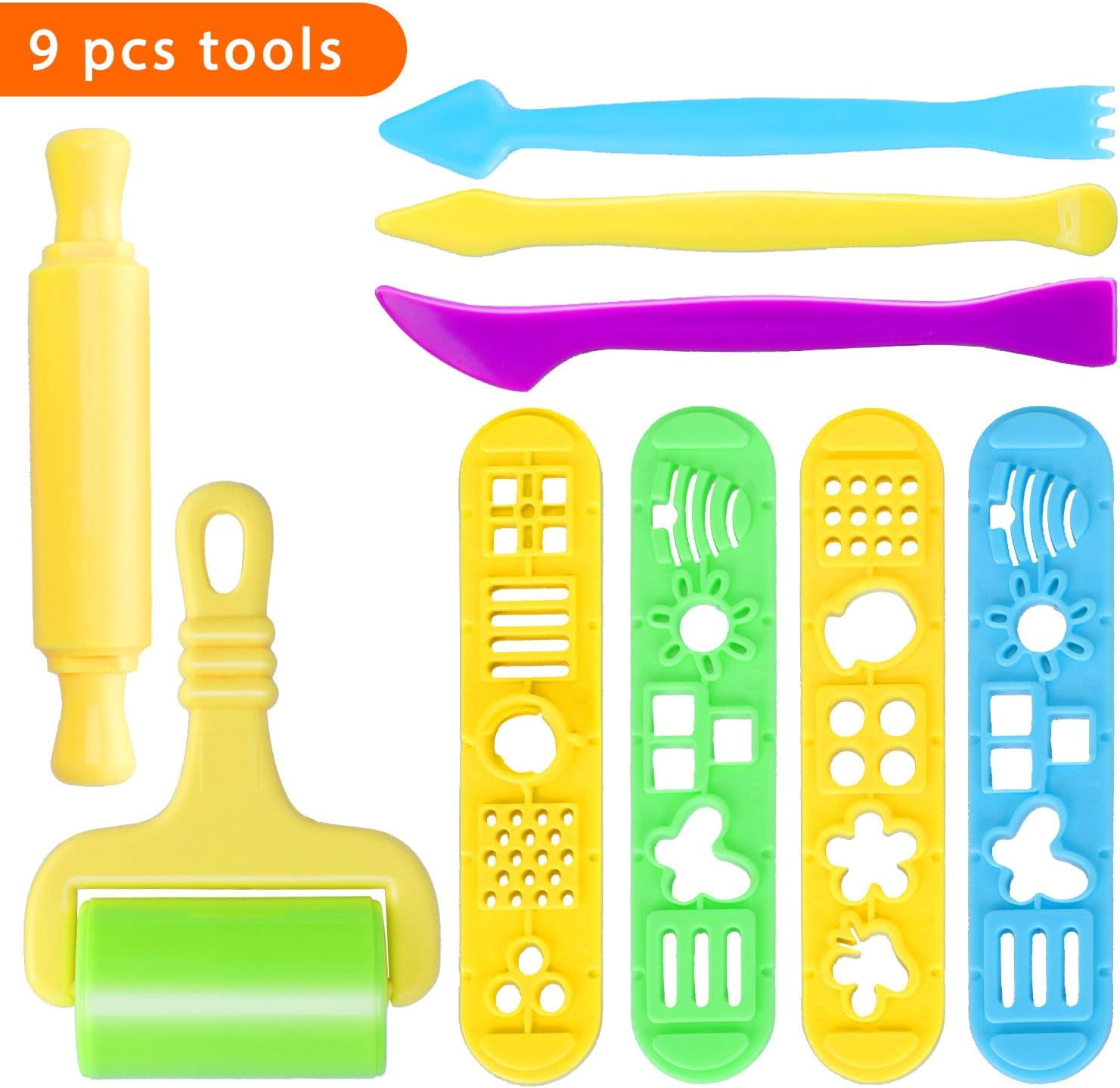 Play Dough Tool Kit With Dough Extruder, Dough Scissors, Playdough Roller &  Knife, 12 Plastic Playdough Tools For Kids (random Colors)