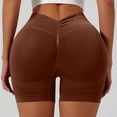 thumbnail image 5 of Domuza Womens Workout Scrunch Shorts V Back Gym Booty Lifting High Waisted Seamless Biker Yoga Shorts Coffee L, 5 of 8