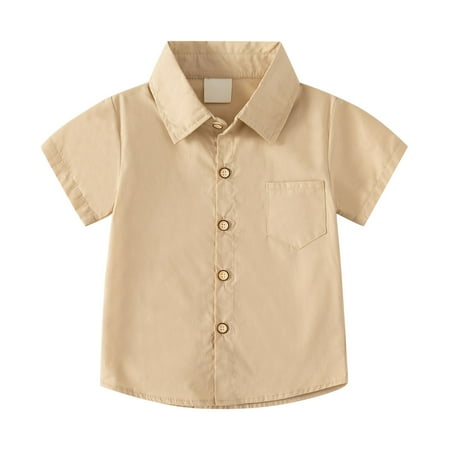 

Hbdhejl Toddler Tops Summer Little & Big Boys Solid Color Short Sleeve Button Down Shirt With Pockets For 2 To 8 Years Old Multi Color Optional 5-6 Years
