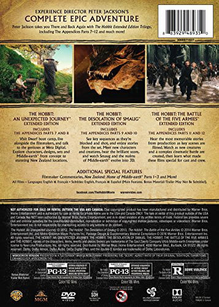 The Hobbit: The Motion Picture Trilogy (DVD) - Walmart.com