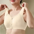 thumbnail image 5 of SMihono Bras for Older Women No Underwire Full Coverage Senior Padded Bra Solid Front Closure Push Up Cotton Bralettes Beige XXXXXL, 5 of 9