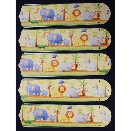 

52 in. New Baby Nursery Jungle Animals Ceiling Fan Blades