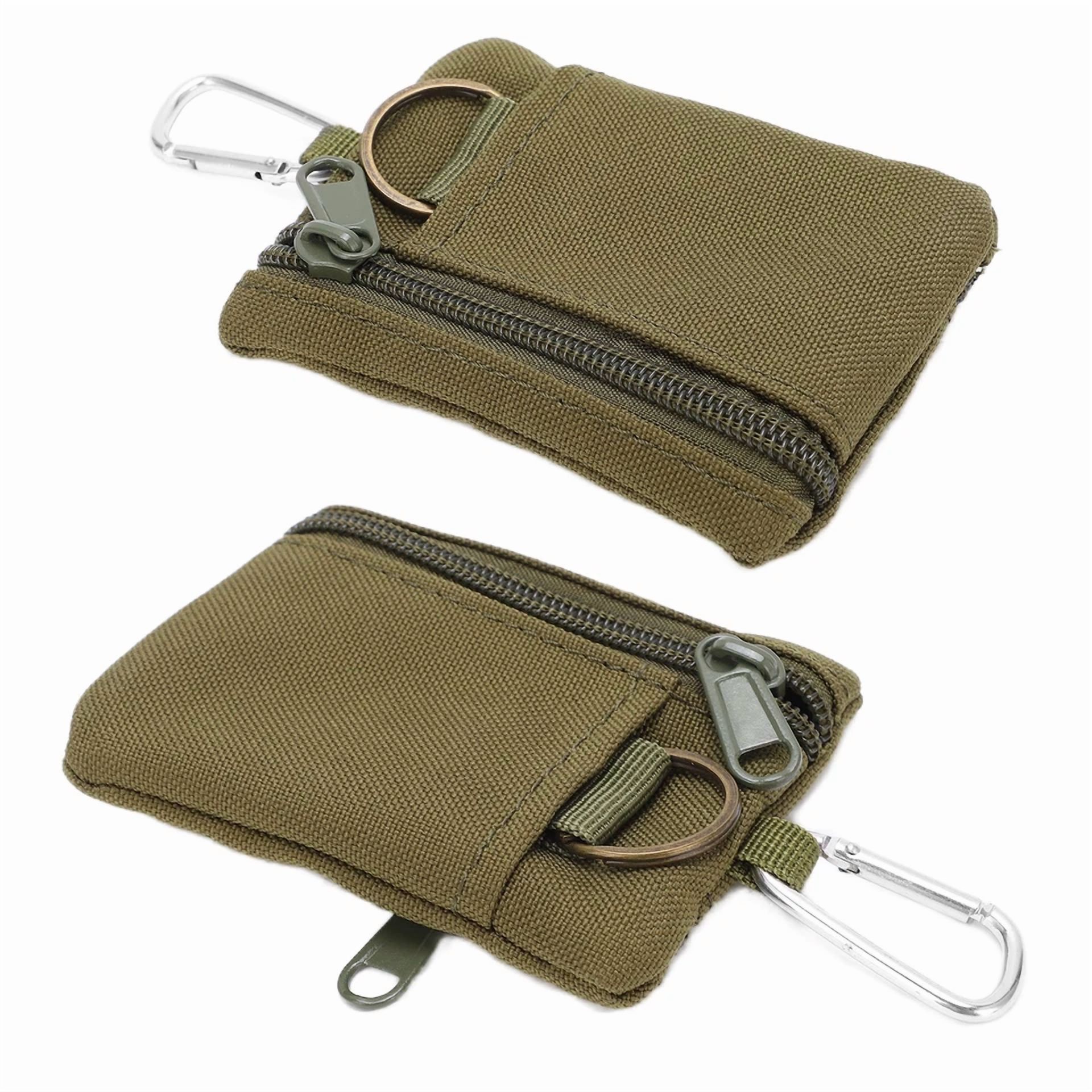 Outdoor Edc Molle Pouch Wallet Mini Portable Key Card With Carabiner Fe3