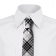 thumbnail image 3 of Necktie, Checkered Stripes Classic, 3.7", Black White, by Ambesonne, 3 of 4