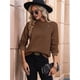 thumbnail image 4 of Camisas de Larga para Mujer, Conjuntos de Otoño, Camisetas con Cuello en V, Blusas Tipo Túnica con Botones, Ropa de Moda Café Marrón S, 4 of 7