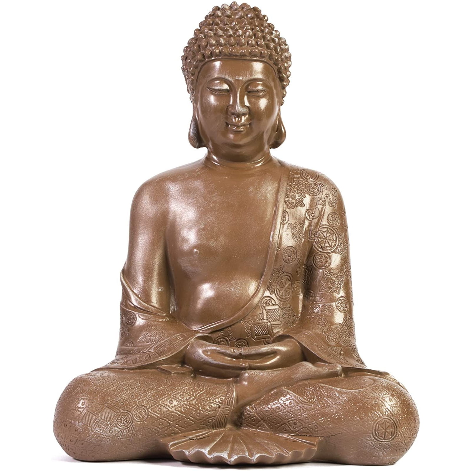 6 Tall Meditating Buddha Bust Head Statue in Elegant Black with Brushed Bronze Finish Premium statue made of Marble Stone