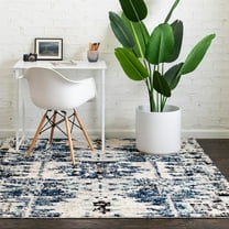 Unique Loom Tucson Collection Area Rug - Sonora (4' Square Blue/Ivory)