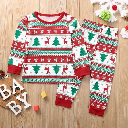 

Christmas Kids Snowflake Print Top And Pants Clothes Set Xmas Family Matching Pajamas