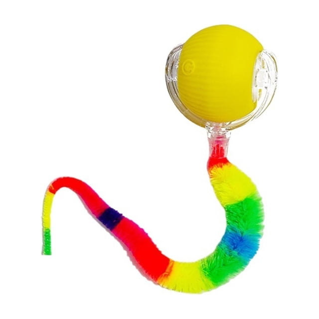 Interactive Cat Toy Ball, Upgraded Interactive Electric Rolling Ball with Teasing Tail, Moving Cat Toy