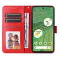 thumbnail image 4 of SaniMore for Google Pixel 7 Wallet Case, Shockproof PU Leather Stand Cover with Card Slot Flip Kickstand Embossed Flower Magnetic Clasp Wrist Strap for Google Pixel 7, Red, 4 of 9