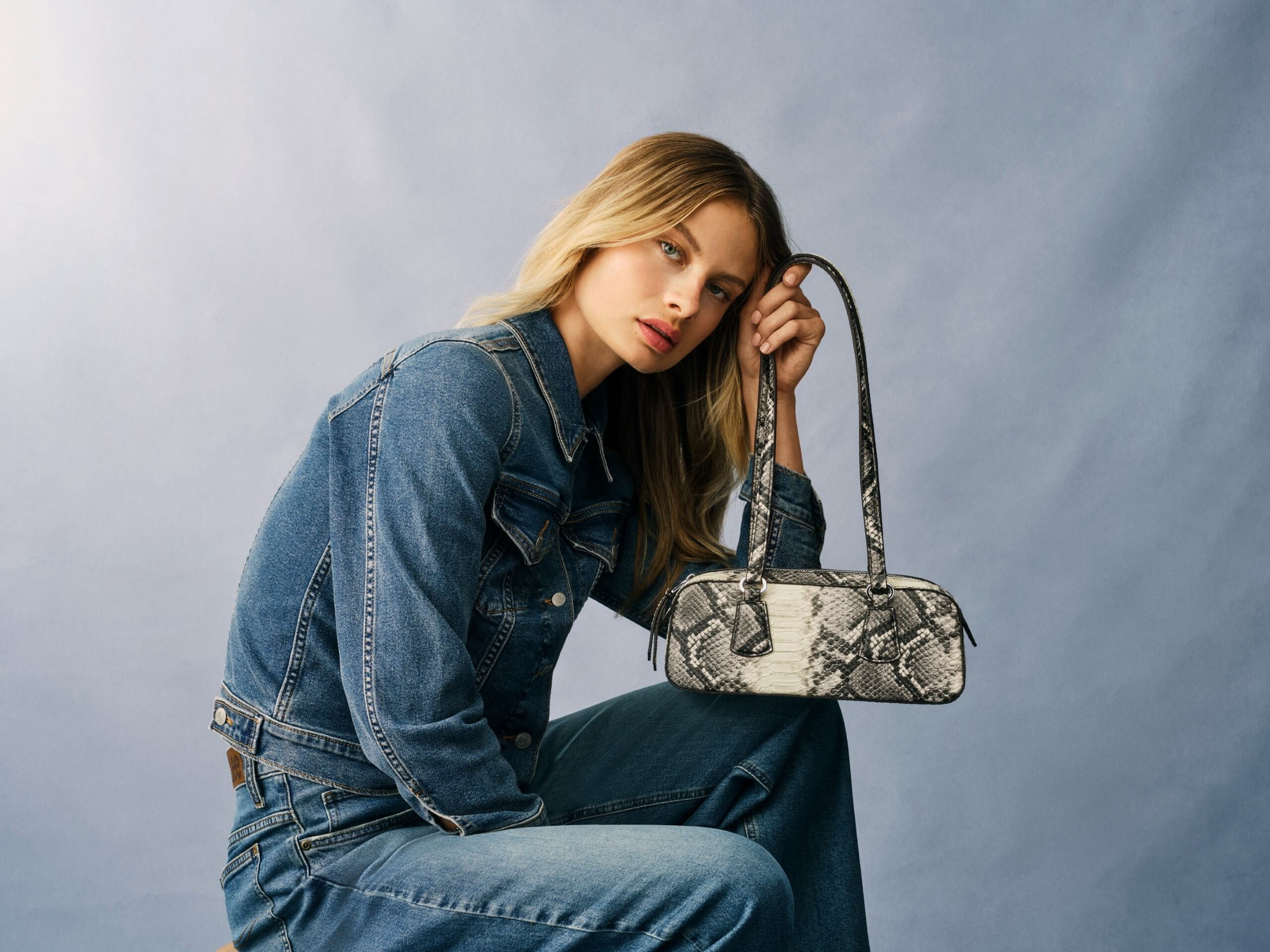 Scoop Women's Faux Snakeskin Small East West Shoulder Bag