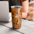 thumbnail image 4 of 20oz Tumblers Halloween Cats and Brooms Pattern Stainless Steel Vacuum Insulated Double Wall Travel Tumbler Cups Mug with Lid and Straw,Cleaning Brush for Cold & Hot Drinks, 4 of 7