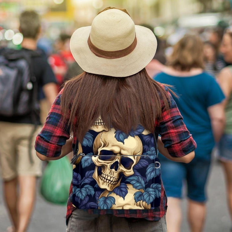 Skull Leather Backpack with Adjustable Shoulder Straps  display picture 2
