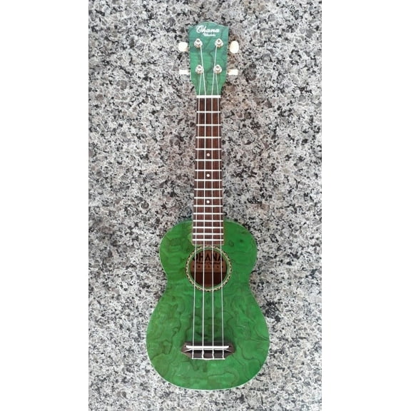 Ohana Model SK-15W GN Green Soprano Size All Willow Wood Ukulele -FREE Gig Bag