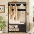 thumbnail image 2 of GIKPAL Wider Hall Tree with Bench & Shoe Storage – 6-in-1 Entryway Organizer with 16 Coat Hooks, 8 Hanging Hooks, 2 Drawers & Top Shelf, Industrial Mudroom Storage for Hallway, Rustic Black, 2 of 9