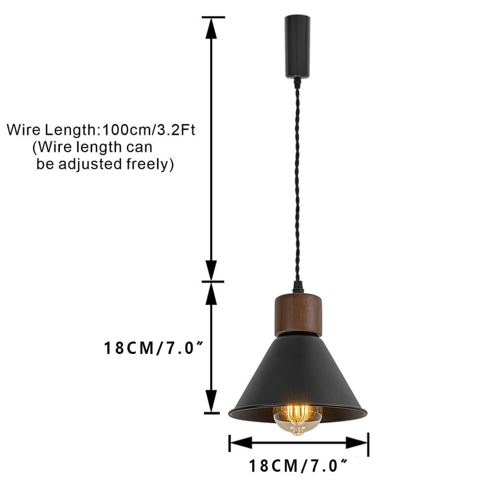 KAYYELAMP Plug in Cable Track Rail with Adjustable Cord Black Track Lighting Fixture Walnut E26 Base H-Type Vintage Design for Kitchen Loft(No Bulb)