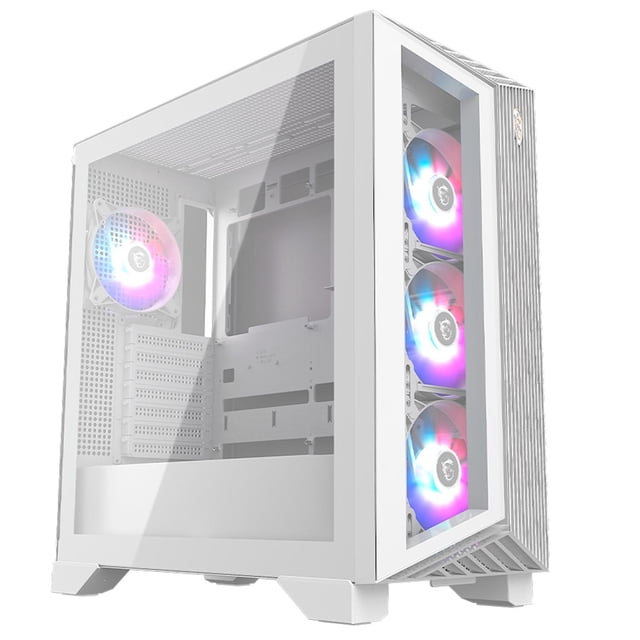 Gabinete Gamer MSI MPG GUNGNIR 210R WHITE ATX Media Torre 4 Fan Cristal Templado USB-C ARGB Blanco