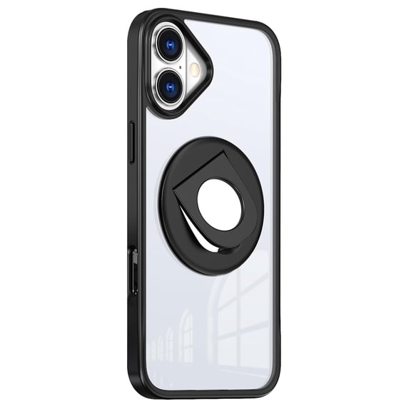 Case for iPhone 16 Pro Max/16 Pro/16 Plus/16, Clear Phone Case with Rotation Finger Ring Holder Shockproof Protective Cover Supports Wireless Charging Shell