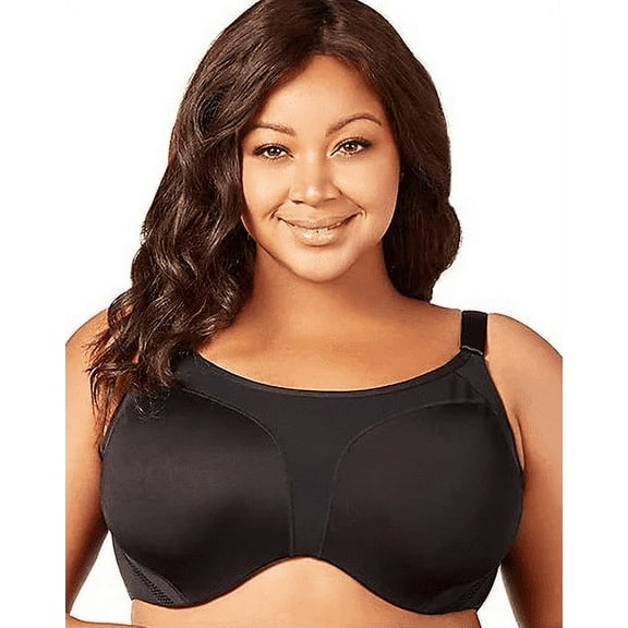 ELILA Black Zaylee Microfiber Underwire Sports Bra, US 36E/UK 36DD, NWOT