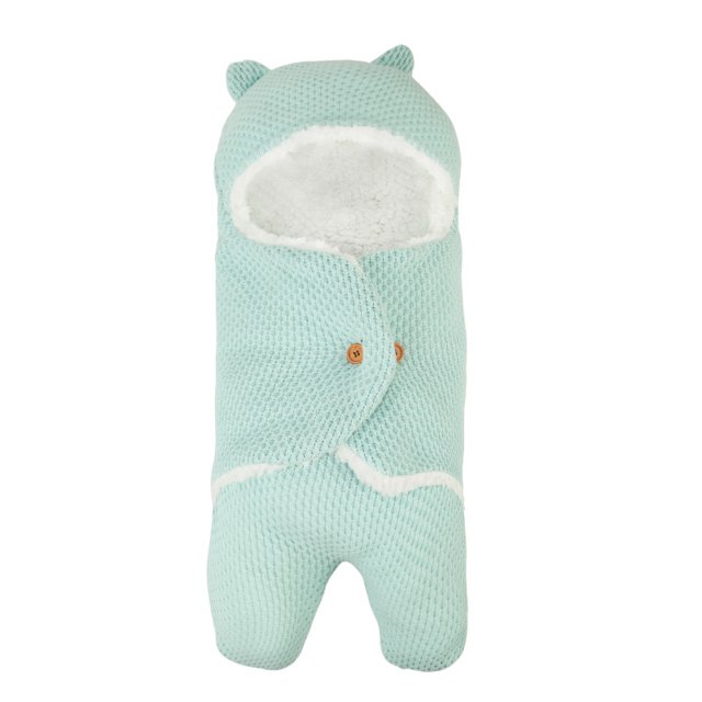 Saco de dormir para bebé recién nacido de otoño e invierno con forro polar grueso y cojín antipatadas para bebé, cálido y envolvente