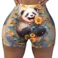 thumbnail image 2 of Picia Elegant Cute Panda Sunflower Printed Workout Shorts for Women Seamless Scrunch Butt Lifting High Waisted Yoga Gym Booty Running Moisture-wicking Short Pants-Small, 2 of 9