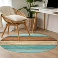 thumbnail image 4 of Small Round Rug 3Ft Washable Non-Slip, Farmhouse Aqua Brown Circle Area Rugs for Living Room Bedroom, Vintage Wooden Striped Indoor Floor Mats Carpet Runner for Home Decor, 4 of 8