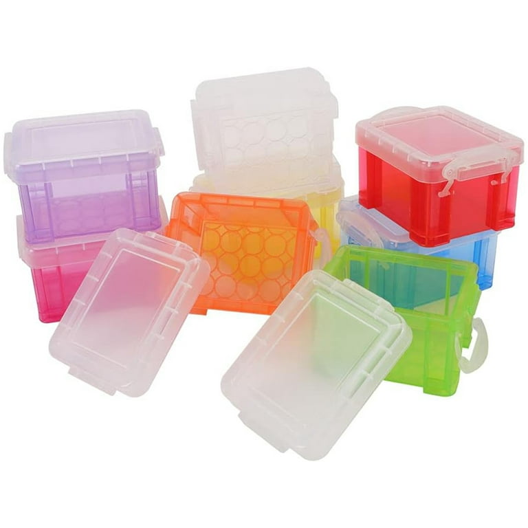  Sepamoon 9 Piece Colorful Crayon Box Storage Case Plastic  Organizer Container with Lid, 5.3'' x 2.9'' x 1.9'', 8 Color, red, yellow,  green, blue, purple, orange, transparent and rose red 