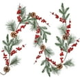 thumbnail image 1 of Gomaty 6ft Red Berry Christmas Garland with Pine Cone, Artificail Greenery Garland with Pine Leaves Red Berries and Pine Cones for Holiday Front Door Mantel Table Home Decor, 1 of 7