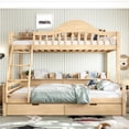 thumbnail image 2 of Leumius Twin over Full Bunk Bed with Storage Drawers, Chic Curved Guardrail & Side Storage Shelves, Bunk Bed Frame with Ladder Natural, 2 of 9