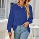 thumbnail image 2 of Blusa de manga abombada Top suelto manga larga cuello redondo Tops para mujer para fiestas escuelas oficinas citas trabajos azul XXL, 2 of 8