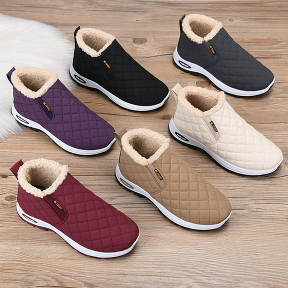 Miluxas Womens Winter Snow Boots Casual Breathable Insulated Warm Lined Anti Slip Walking Comfortable Outdoor Boots Wine 9(42)